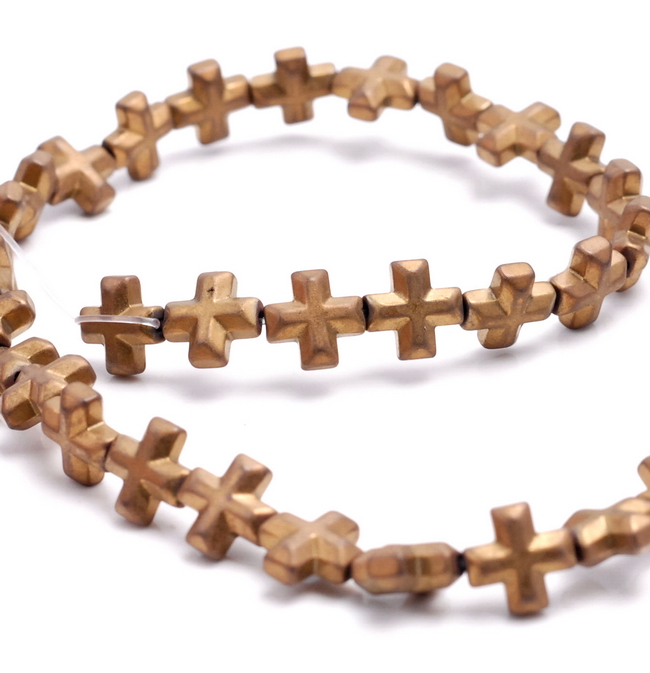 6MM RAINBOW HEMATITE GEMSTONE CROSS LOOSE BEADS 16/"