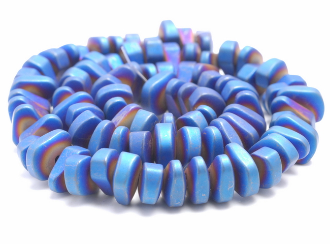 12X5MM MATTE BLUE HEMATITE GEMSTONE NUGGET LOOSE BEADS 15.5/"