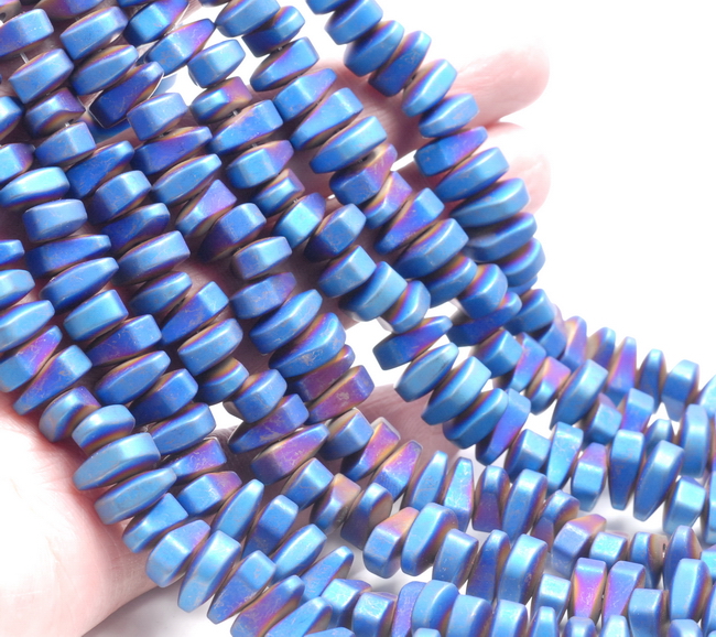 12X5MM MATTE BLUE HEMATITE GEMSTONE NUGGET LOOSE BEADS 15.5/"