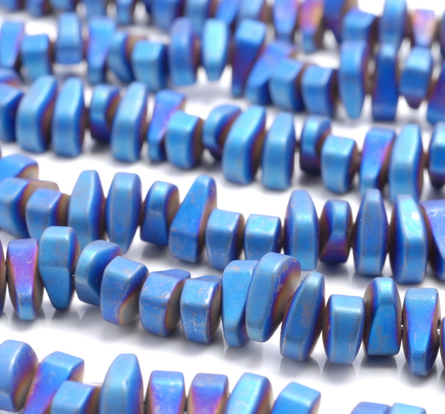 12X5MM MATTE BLUE HEMATITE GEMSTONE NUGGET LOOSE BEADS 15.5/"