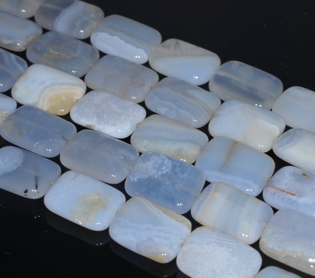 20X15MM CHALCEDONY BLUE AGATE GEMSTONE RECTANGLE LOOSE BEADS 15.5" - Picture 2 of 4