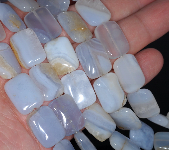 20X15MM CHALCEDONY BLUE AGATE GEMSTONE RECTANGLE LOOSE BEADS 15.5" - Picture 1 of 4