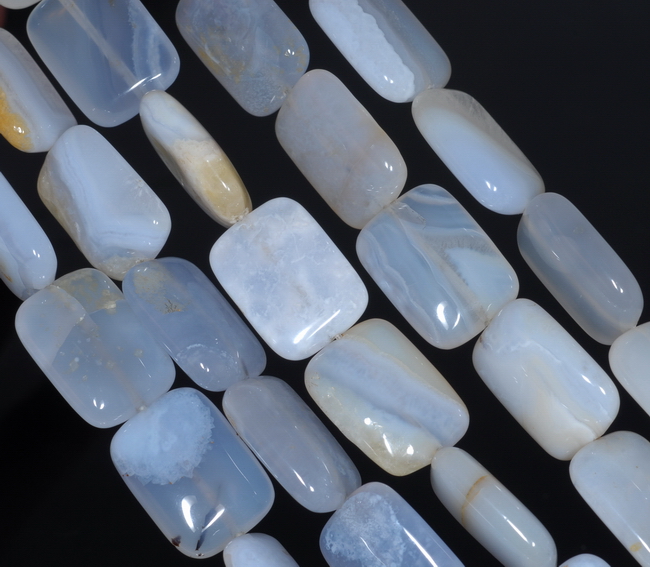 20X15MM CHALCEDONY BLUE AGATE GEMSTONE RECTANGLE LOOSE BEADS 15.5" - Picture 3 of 4