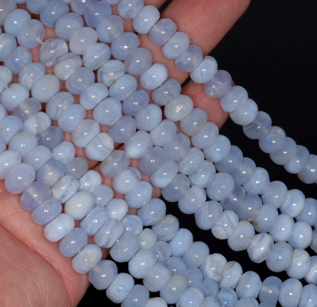 8X5MM CHALCEDONY BLUE AGATE GEMSTONE GRADE AA RONDELLE LOOSE BEADS 16/"