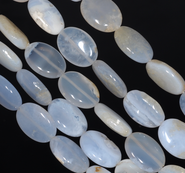 12X8MM CHALCEDONY BLUE AGATE GEMSTONE OVAL LOOSE BEADS 15.5/"
