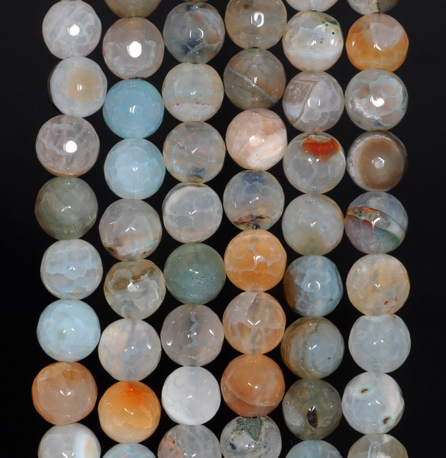 8MM MIX DRAGON VEIN AGATE GEMSTONE FACETED ROUND LOOSE BEADS 14.5/"