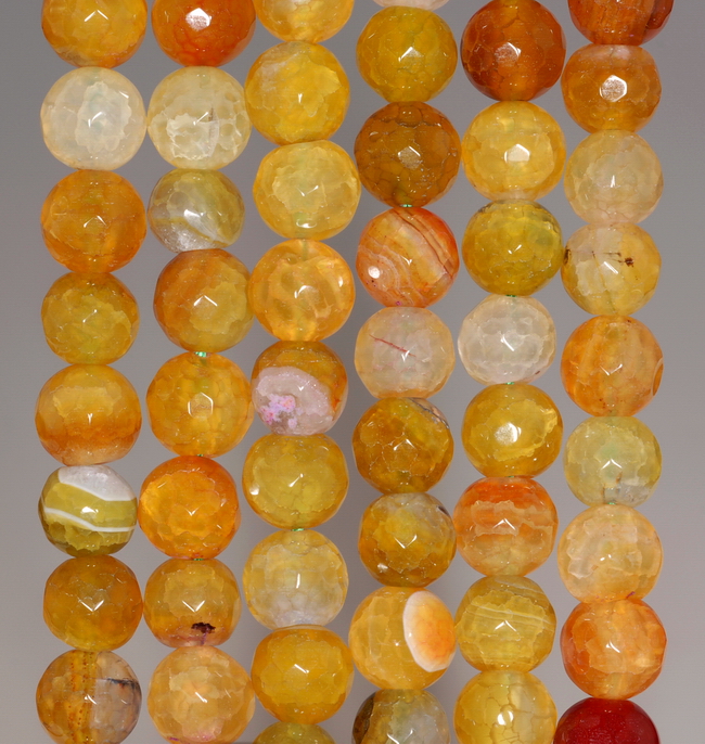 8MM YELLOW GREEN DRAGON VEIN AGATE GEMSTONE FACETED ROUND LOOSE BEADS 13.5/"