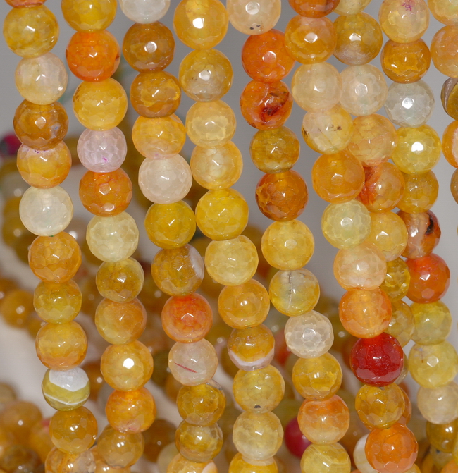 8MM YELLOW GREEN DRAGON VEIN AGATE GEMSTONE FACETED ROUND LOOSE BEADS 13.5/"