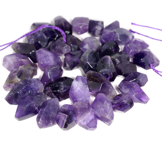 20X1315X11MM DARK PURPLE AMETHYST GEMSTONE FACETED NUGGET LOOSE BEADS
