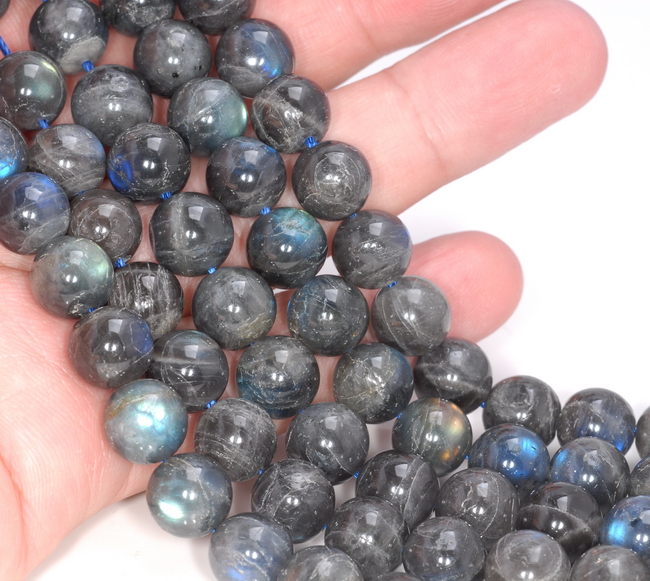 10MM DARK BLUE LABRADORITE GEMSTONE ROUND LOOSE BEADS 7.5" - Picture 2 of 4