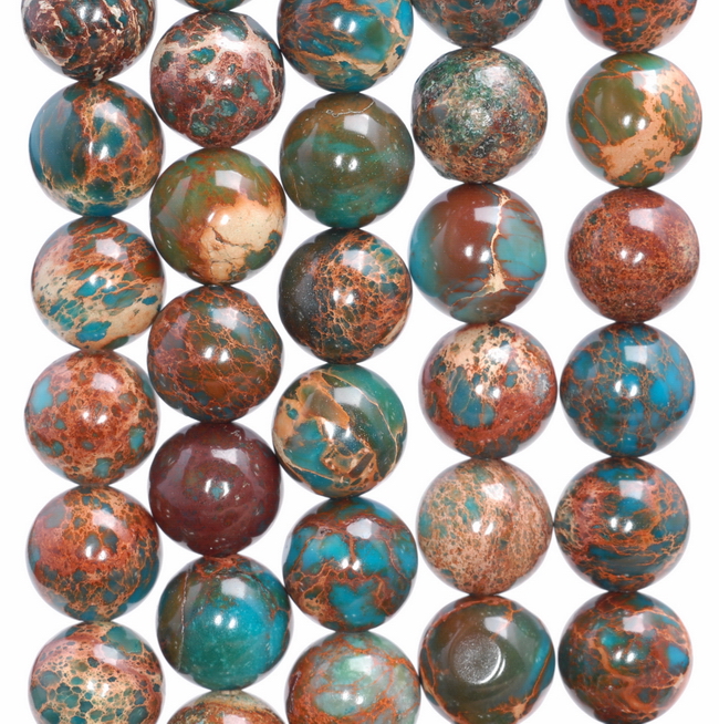 10MM BROWN IMPERIAL JASPER GEMSTONE ROUND LOOSE BEADS 15.5" - Picture 1 of 4