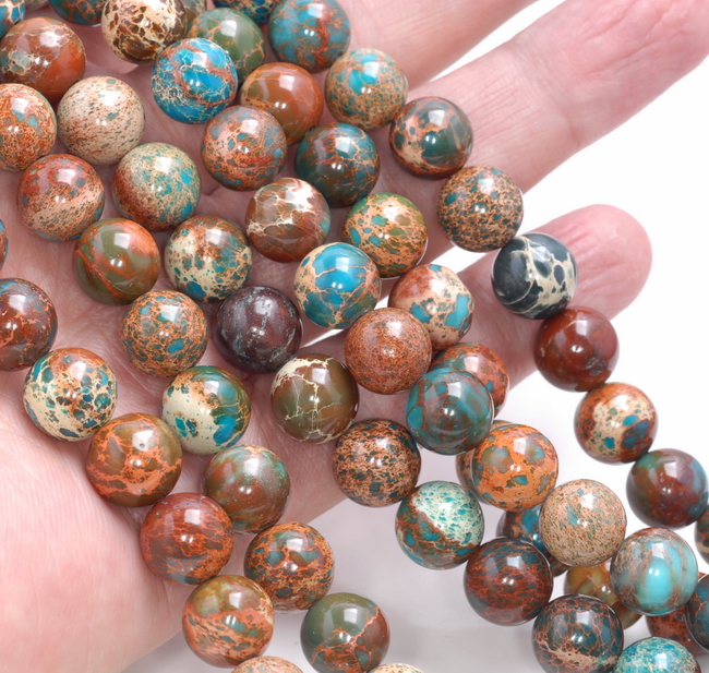 10MM BROWN IMPERIAL JASPER GEMSTONE ROUND LOOSE BEADS 15.5" - Picture 2 of 4