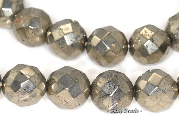 8MM PALAZZO IRON PYRITE GEMSTONE WIDE FACETED ROUND 8MM LOOSE BEADS 7.5/"