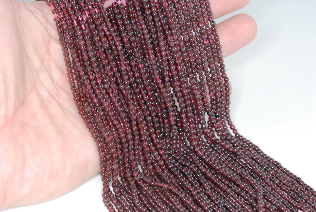 3MM RED GARNET GEMSTONE ROUND LOOSE BEADS 15.5/"
