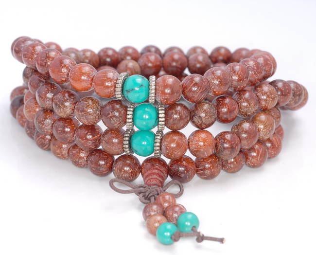 8MM ROUND SPIDERWEB AFRICAN ROSEWOOD LOOSE BEADS 35″