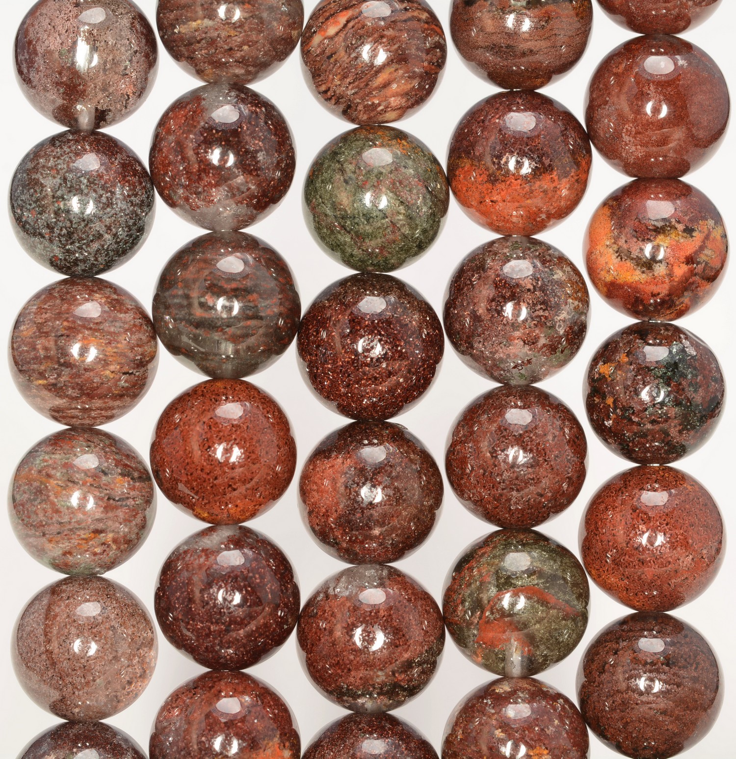 11mm Dark Brown Phantom Quartz Gemstone Grade A Round Loose Beads 11mm Dark Brown Phantom Quartz Gemstone