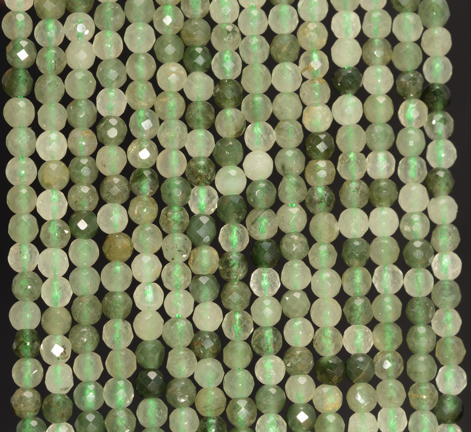 4MM LIGHT GREEN RUTILATED QUARTZ GEMSTONE MICRO FACETED ROUND LOOSE BEADS 15.5" eBay
