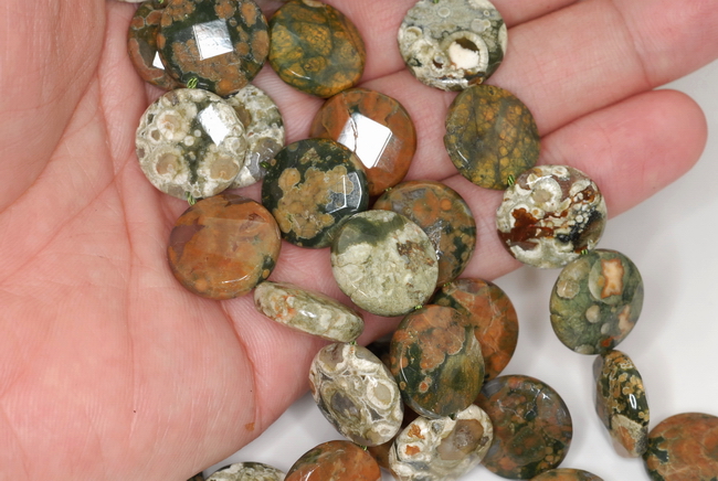 16 mm cuentas sueltas de botón redondo de piedra preciosa de riolita 7 pulgadas - Imagen 2 de 4